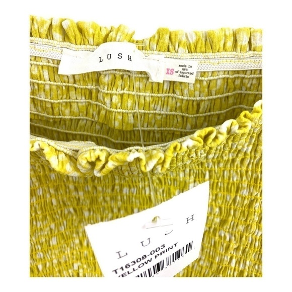 LUSH Yellow Smocked Crop Top NWT XS - Picture 5 of 6